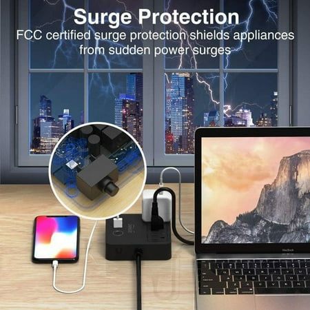 Gosund Smart Power Strip,WiFi Outlets Work with Alexa Google Home,Mini Smart Plug Surge Protector with3USB 3 Charging Port 10A(Black）