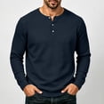 thumbnail image 2 of Oazcsf Waffle Knit Long Sleeve for Men Thermal Crew Neck Undershirt Button Up Casual Pullover Top Winter Cotton Big and Tall Men's Tops, 2 of 5