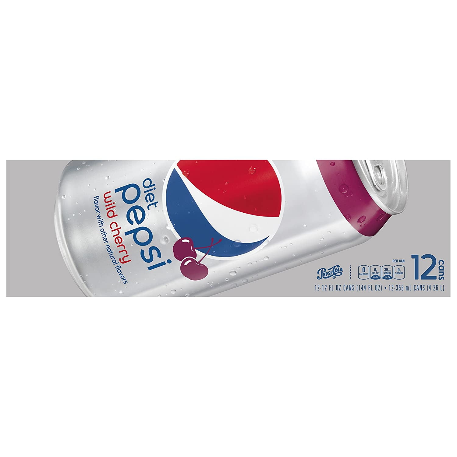 Diet Pepsi Wild Cherry Soda 12oz Cans, 36 Units