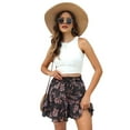thumbnail image 2 of Shorts for Women Summer Casual Chiffon Skorts Boho Ruffle Tennis Mini Skirts Gold flowers XS, 2 of 8