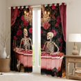 thumbnail image 2 of Manfei Romantic Couple Skull Curtains Pack of 2 (42x84 Each) for Adult, Vintage Pink Rose Flower Curtains Blackout, Halloween Theme Bedroom Curtains, Black Out Curtains Home Decor, 2 of 6