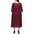 thumbnail image 3 of Women's Elegant Floral Lace Plus Size Midi Dress with Scoop Neck for Cocktail Party Guest Wedding Formal Occasions, 3 of 9