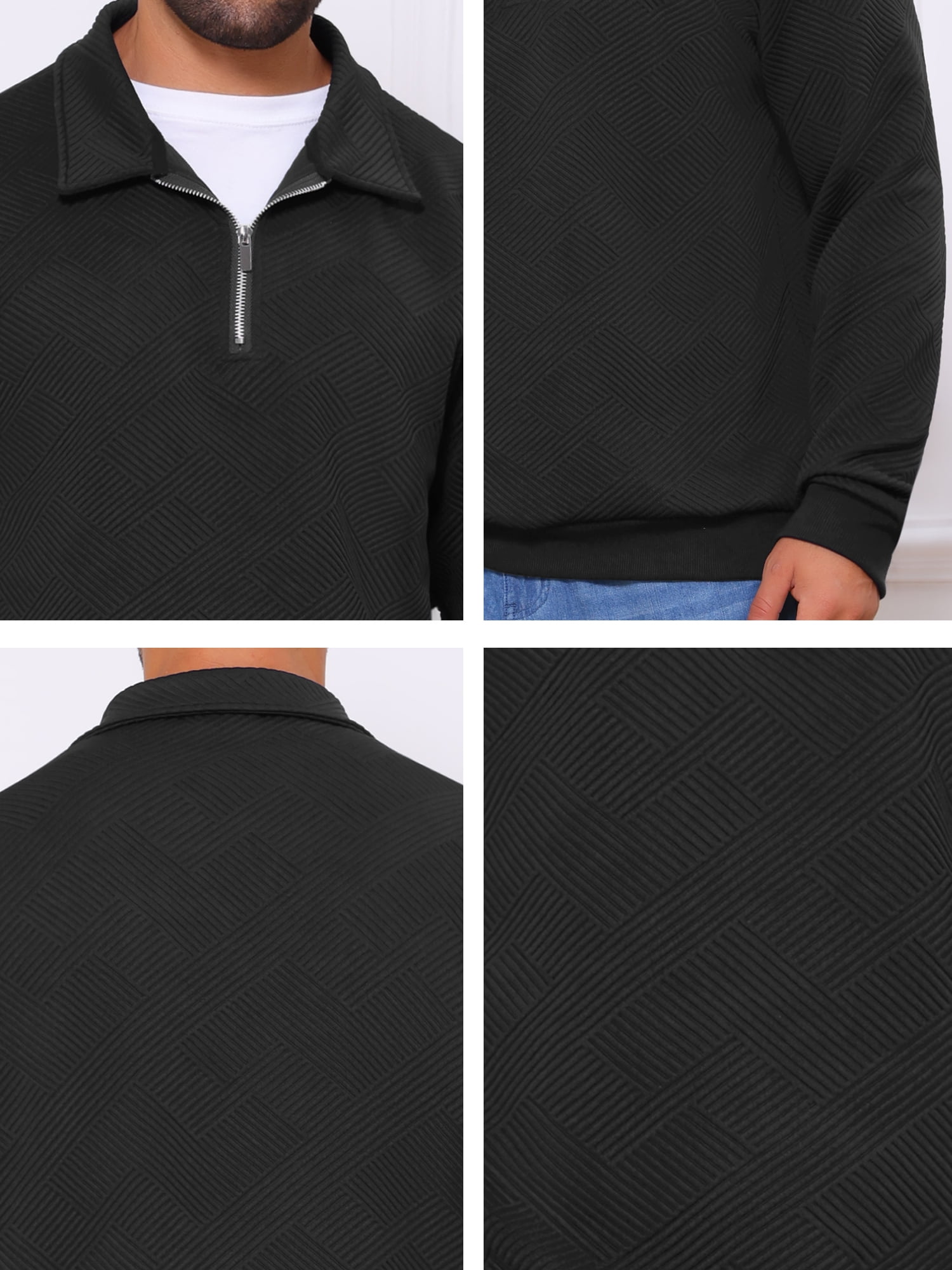 DARING DIVA Zip Pullover Long Sleeve Knitted Sweatshirts XL Black