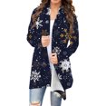 thumbnail image 2 of Womens Cardigans Plus Size Christmas Printed Long Sleeved Cardigan Jacket Cardigans Navy M, 2 of 6