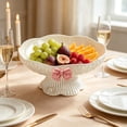 thumbnail image 4 of Flower Shaped Pedestal Fruit Bowl with Bow Detail Decorative Centerpiece Candy Snack Serving Tray for Coffee Table Home Decor, 4 of 6