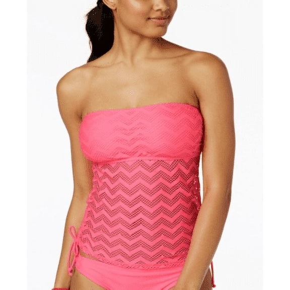 Hula Honey WATERMELON Crochet Cutout Bandeau Tankini Swim Top, US Small