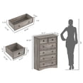 thumbnail image 6 of LGHM 3 Piece Bedroom Dresser and Nightstand Set, Tall 6 Drawers Dresser, 2pcs Bedside Table with Charging Station and LED Lights, Gray, 6 of 9