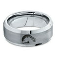 thumbnail image 2 of Tungsten Horse Horses Equestrian Equine Equidae Band Ring 8mm Men Women Comfort Fit Gray Step Bevel Edge Brushed Polished, 2 of 4