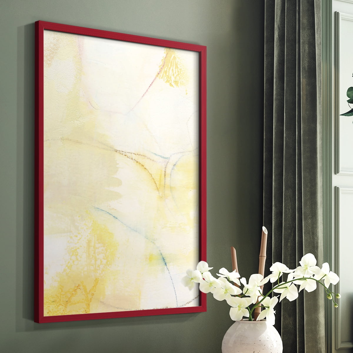 Barxan III Framed Print in Red Solid Wood Framed Print No Nail Hanging