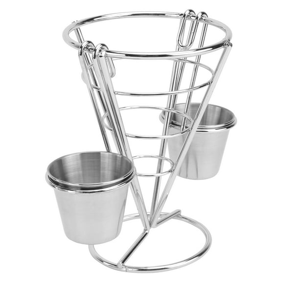 French Fry Cone& Dipping Cup Holder Metal Chips Server Wire Basket Snack Appetizer Serving Holder for Kitchen Restaurant Buffet 14. 5X10cm