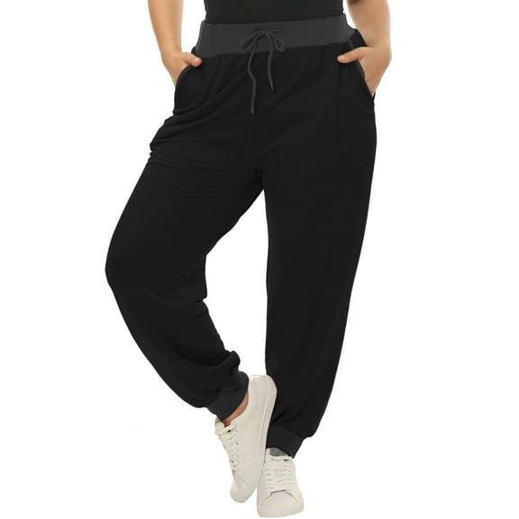 Unique Bargains Women's Plus Casual Activewear Drawstring Jogger Pant