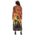 thumbnail image 2 of FKELYI Abstract Floral Black Cat Print Fall Maxi Dress for Women Long Sleeve A-Line Flowy Dresses with Side Pockets V Neck Casual Dress for Spring Winter, L, 2 of 6