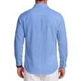 thumbnail image 5 of GENTS BLISS Men Linen Shirts Long Sleeve Button Down Shirts for Men Roll-up Solid Shirts with Pocket, 5 of 13