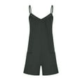 thumbnail image 3 of AherBiu Boho Short Jumpsuits for Women Sleeveless V Neck Wide Leg Comfy Summer Rompers with Pockets, 3 of 5