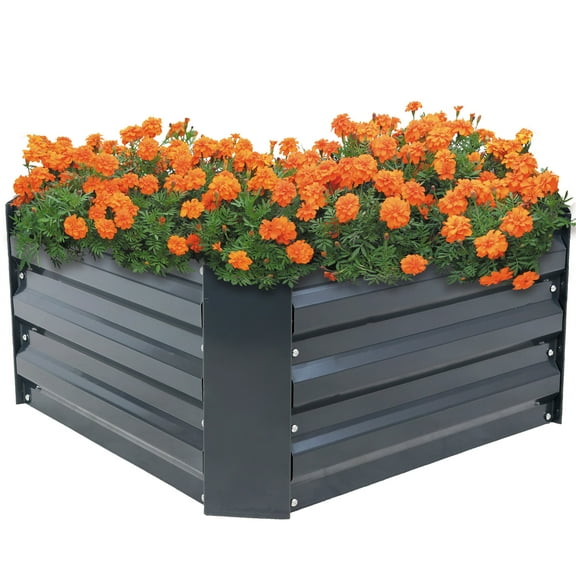 Sunnydaze 24" x 24" x 11.75" Square Dark Gray Galvanized Steel Raised Garden Bed