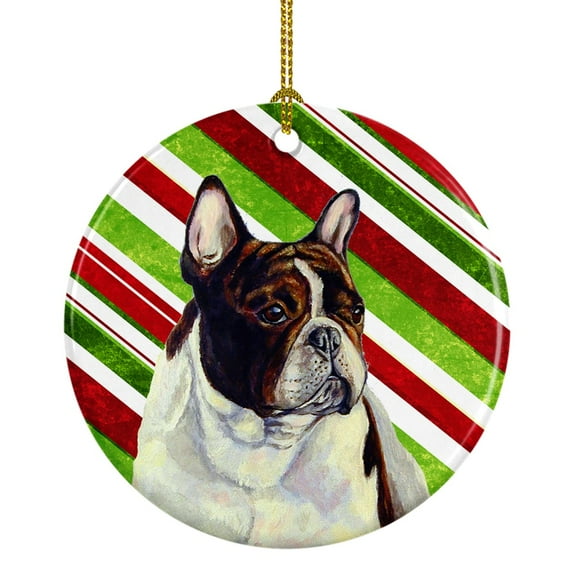 Carolines Treasures LH9247-CO1 French Bulldog Candy Cane Holiday Christmas Ceramic Ornament 3 in multicolor