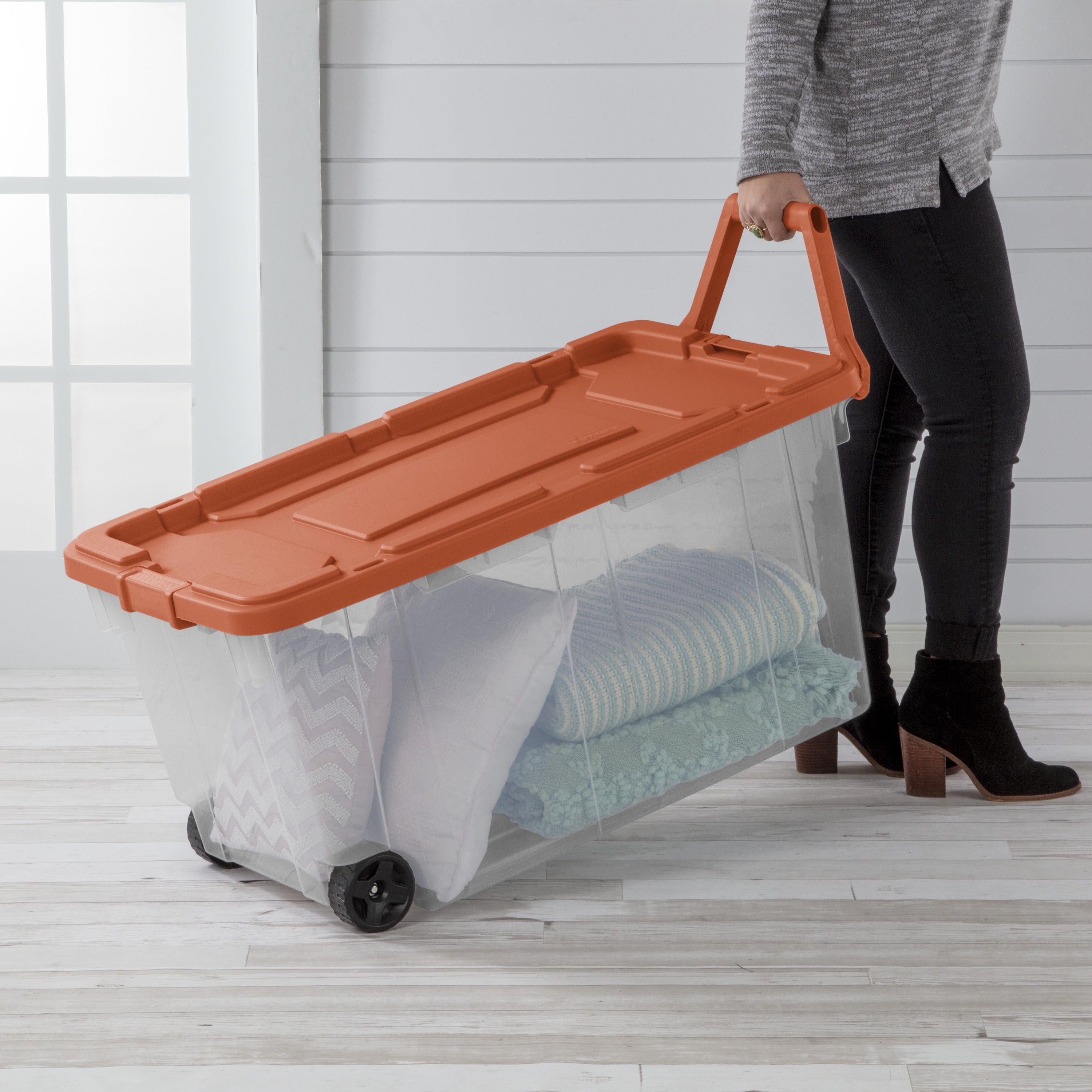 Sterilite 160 Qt. Wheeled Storage Box Plastic, Turmeric