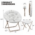 thumbnail image 2 of MoNiBloom Saucer Chair and Folding Footrest Stool Set, Soft Faux Fur Oversized Folding Accent Chair, Metal Frame Moon Chair for Bedroom Living Room, White, 2 of 11