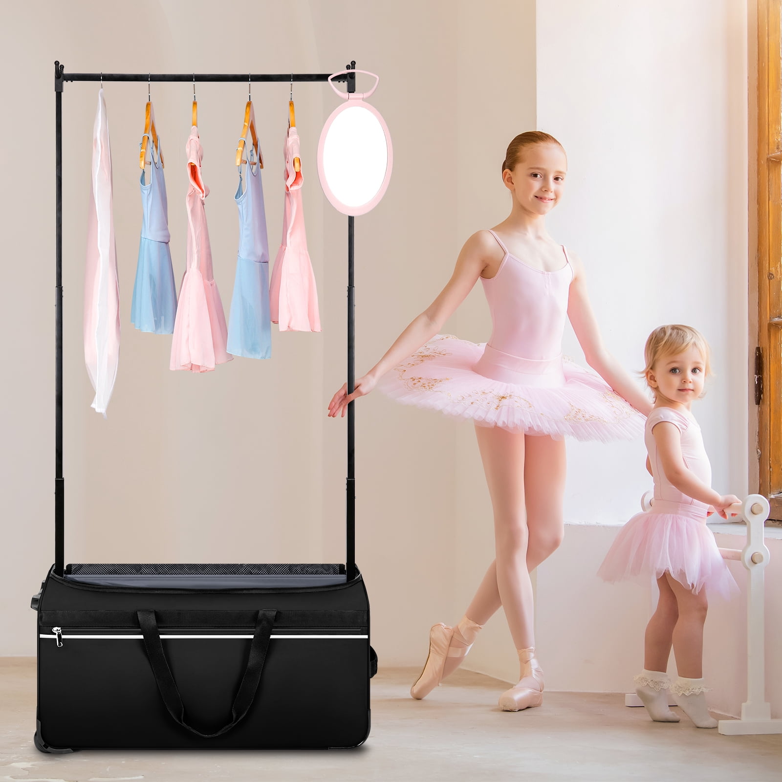 Dance Bag with Garment Rack, 28" Rolling Dance Competition Bag for Shows,Travel and Performances