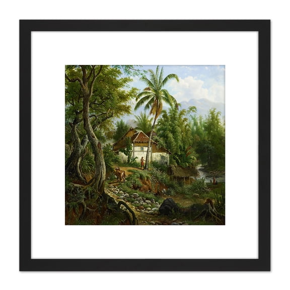 Van Den Kerkhoff Indian Landscape 8X8 Inch Square Wooden Framed Wall Art Print Picture with Mount