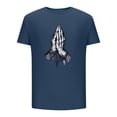 thumbnail image 4 of Dagegui Men's Cross Print Short Sleeve T Shirt Crewneck Tee Shirts Big and Tall Summer Shirt Casual Loose Fit Tees Navy 3XL, 4 of 4