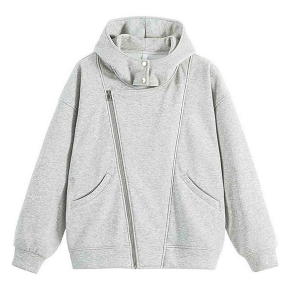 Zip Up Hoodie Men Sevevn Unisex Hooded Sweatshirt Casual Zip Up Hoodie Jacket with Asymmetric Zipper Fall Winter Pullover