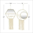 thumbnail image 3 of DecMode 27", 28"H Gold Handmade Dream, Love Wall Mirror with Fringe Tassels, Set of 2, 3 of 9