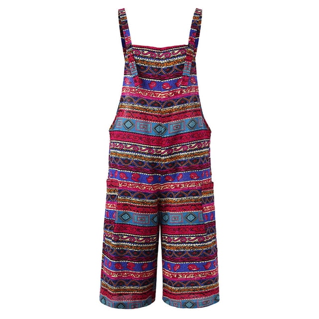 Minnieouse Monos de mujer Multicolor de una pieza tamaño bohemio tirantes sueltos transpirables sin mangas monos niñas Playsuit playa Vestidos Rojo 5XL Minnieouse AP011485-08