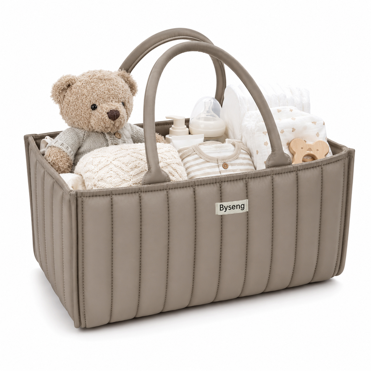 Byseng Baby Diaper Caddy Organizer, Khaki