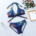 thumbnail image 5 of Elainilye Fashion Bikinis Sets for Women Sexy Flower Printing Backless Bikini Two-Pieces Swimwear Swimsuit Beachwear Set,Blue, 5 of 9