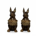 thumbnail image 2 of Easter Bunny Figurine Ornament for Spring Holiday Tabletop Centerpiece Seasonal Atmosphere Brown Resin Rabbit Sculpture Home Decor Party Decorations, 2 of 9