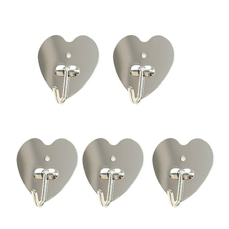 

10 Pcs Creative Metal Hooks Punch Free Adhesive Hooks Kitchen Bathroom Behind the Door Wall Hooks (Love Heart-shape)