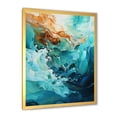 thumbnail image 2 of Designart "Aqua Dream Rush Motion IV" Abstract Framed Wall Art - Modern Orange Abstract Collages Entryway Framed Wall Art, 2 of 6