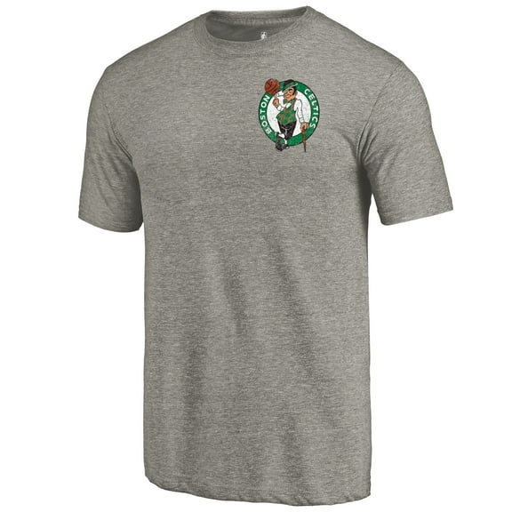 Men's Gray Boston Celtics Primary Logo Left Chest Distressed Tri-Blend T-Shirt