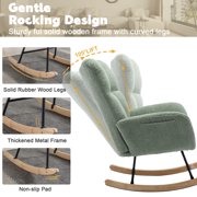 Hforesty Nursery Rocking Chair Teddy Upholstered Glider Rocker,with Comfortable Armchair for Living Room & Nursery, GREEN