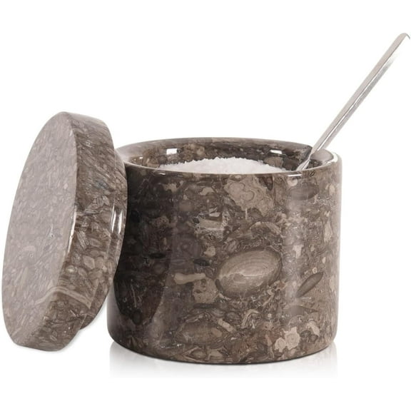 Radicaln Oceanic Marble 3" Salt Cellar with Lid and Spoon – Salt Container & Spice Jars for Countertop | Sugar Bowl, Seasoning Holder, Salt Keeper & Kitchen Storage for Dining Table & Home Décor