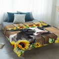 thumbnail image 4 of Farmhouse Cow Blanket Soft Cozy Warm Throw Blanket for Couch, Plush Fuzzy Flannel Fleece Blankets for Sofa, Pastoral Sunflower Botanical Brown Wooden Bed Blankets Lightweight Gifts for Women, 40"x50", 4 of 9