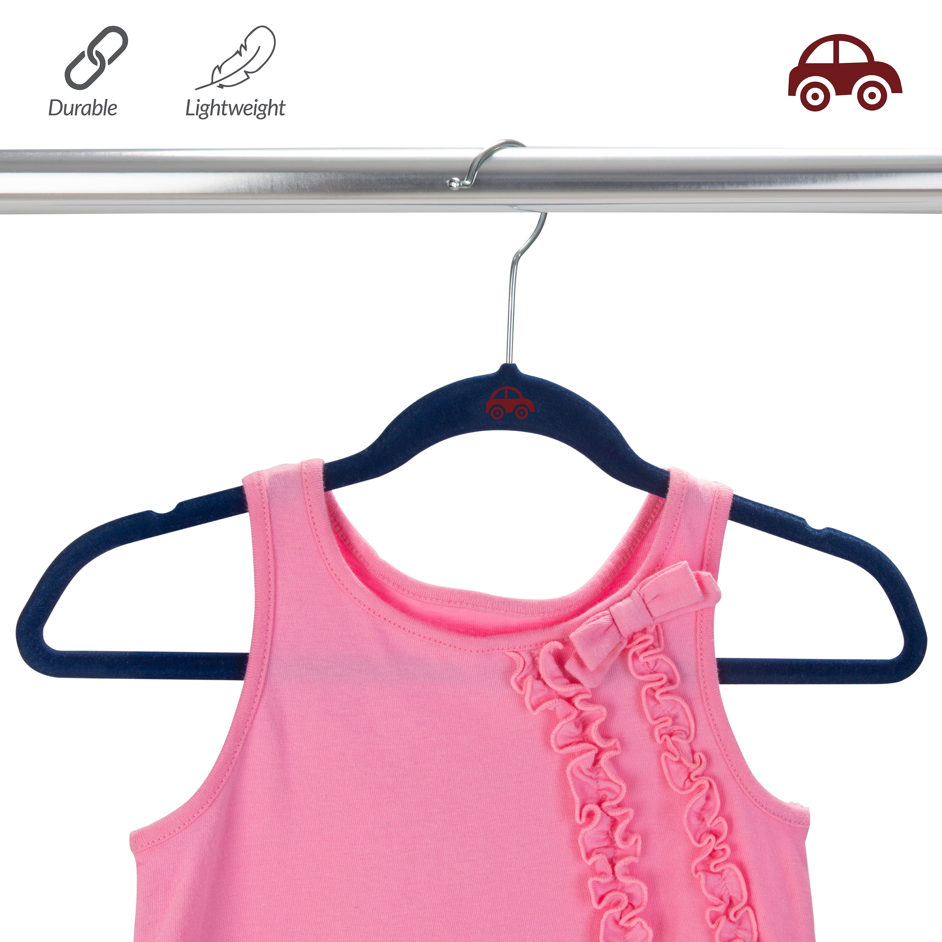 Kids Velvet Hangers - 25 Pack, Non-Slip, Slim Design For Shirts, Dresses & Pants - Saves Closet Space - View #6