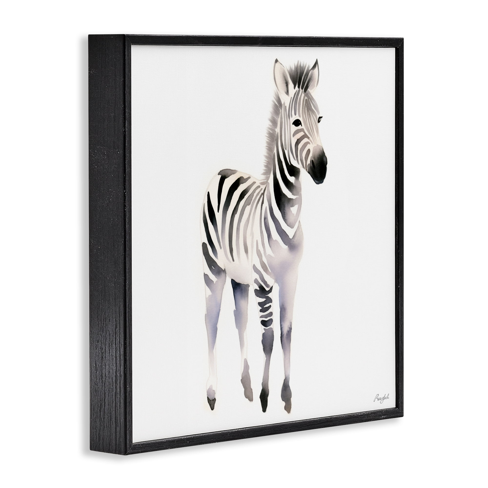 Stupell Industries Minimal Zebra Foal Black Framed Giclee Art, design by Roozbeh