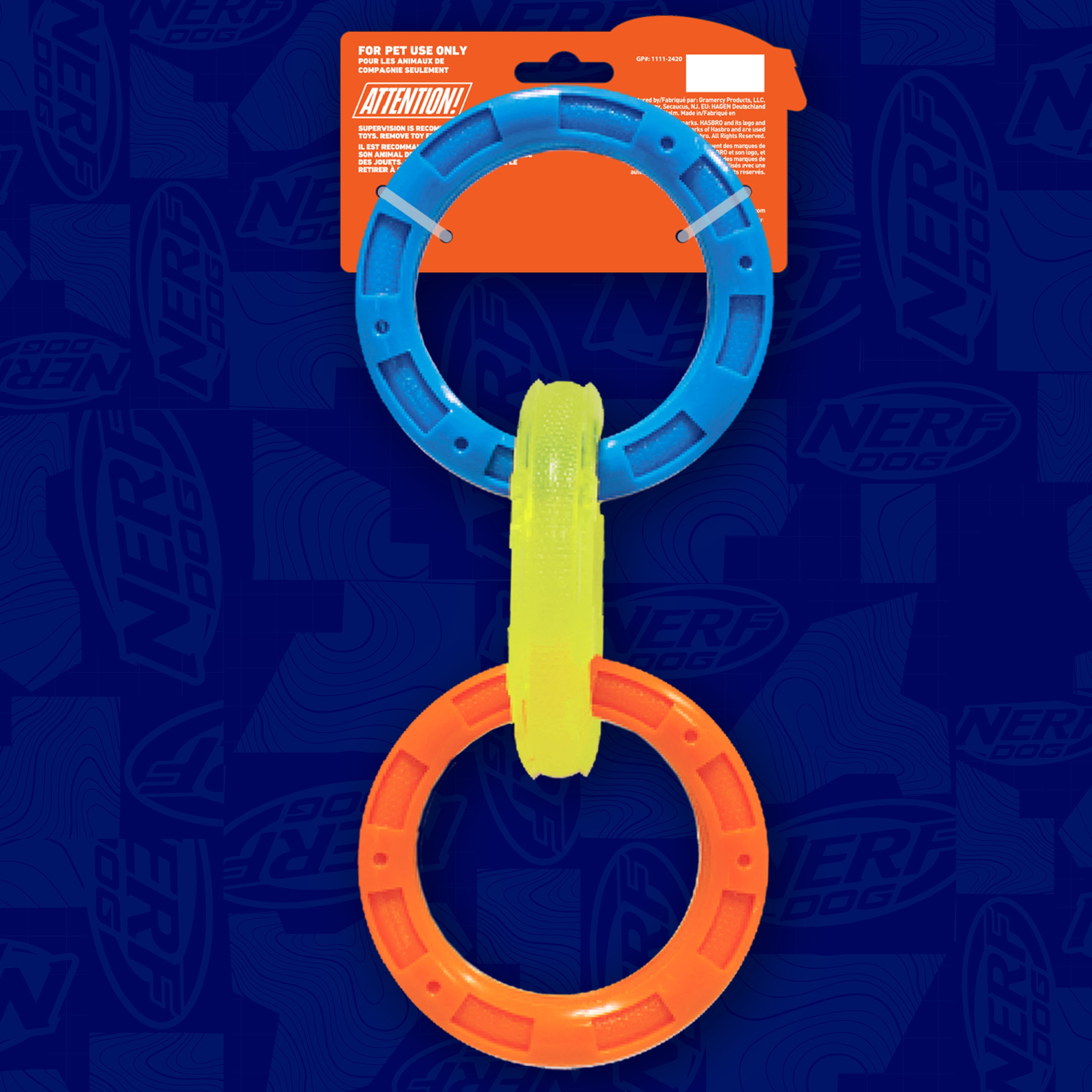 Nerf Dog TPR 3-Ring Tug Dog Toy, 11.5 inch