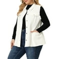 thumbnail image 4 of Agnes Orinda Women's Plus Size Jean Vest Sleeveless Raw Hem Casual Denim Jacket 1X White, 4 of 7