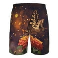 thumbnail image 6 of Kll Butterfly Sitting On A Flower Men'S Casual Summer Beach Shorts Hawaiian Shorts With Pockets-Small, 6 of 9