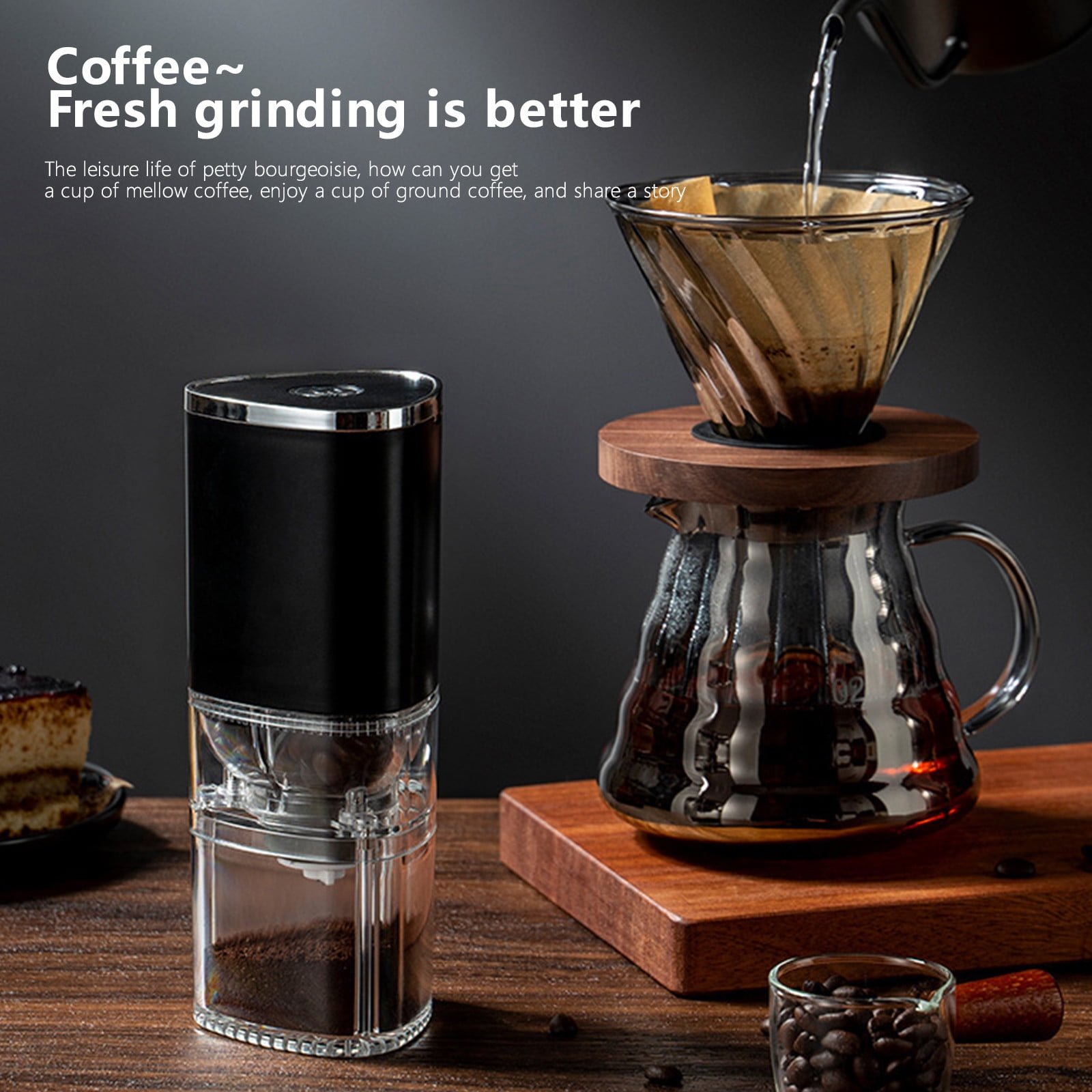 Moulin à Café Électrique Portable Rechargeable - Broyage Réglable Silencieux Blanc