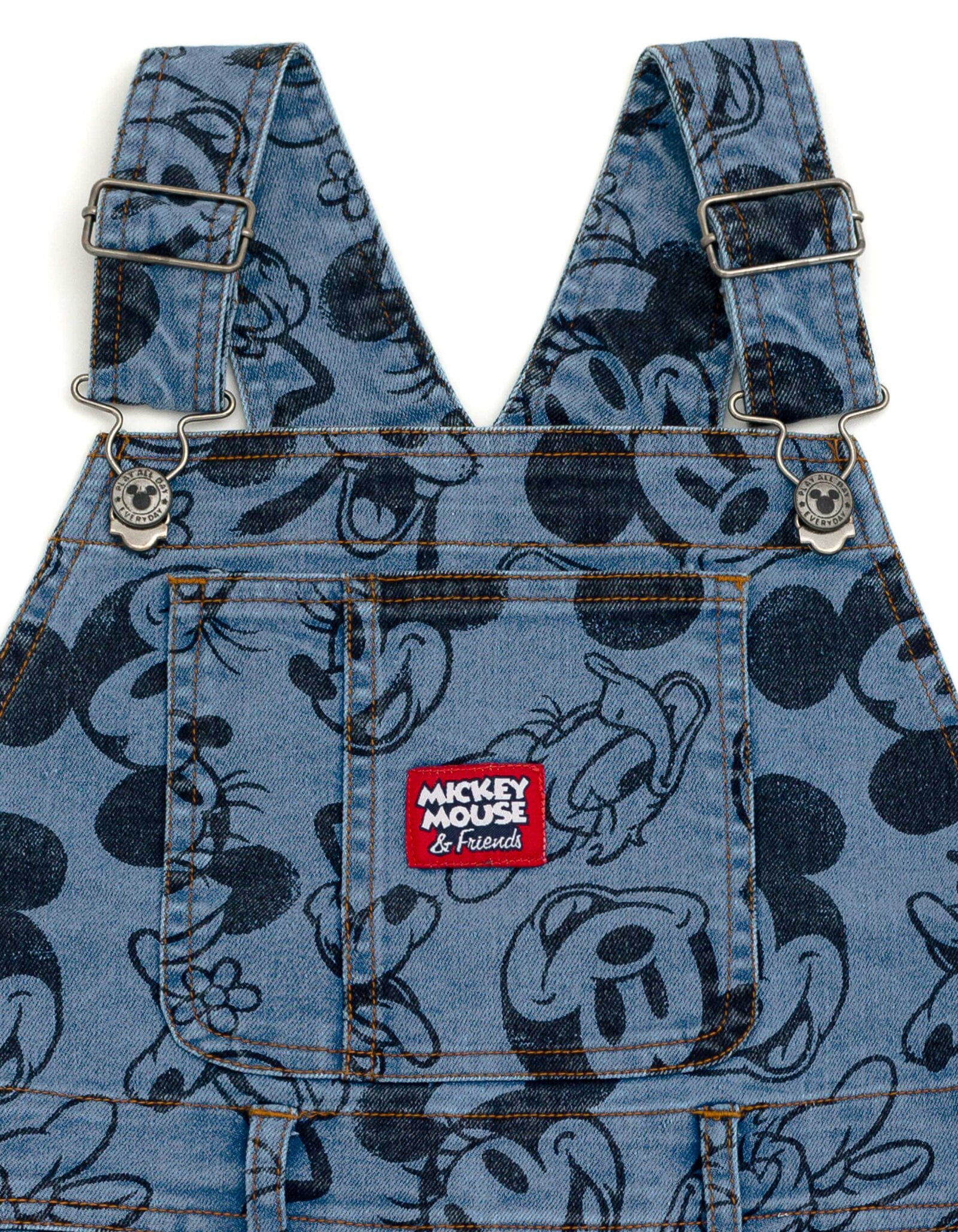 Disney Mickey Mouse Goofy Donald Duck Infant Baby Boys Denim Short Overalls Shortall 18 Months