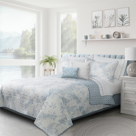 Safdie & Co. Quilt 3PC Set K Transitions Dream Blue