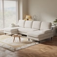 thumbnail image 4 of CONCETTA U Shaped Sectional Sofa Couches with Double Chaise 4-Seat Set, Chenille Fabric Cushion for Living Room Home Furniture, Beige, 4 of 16