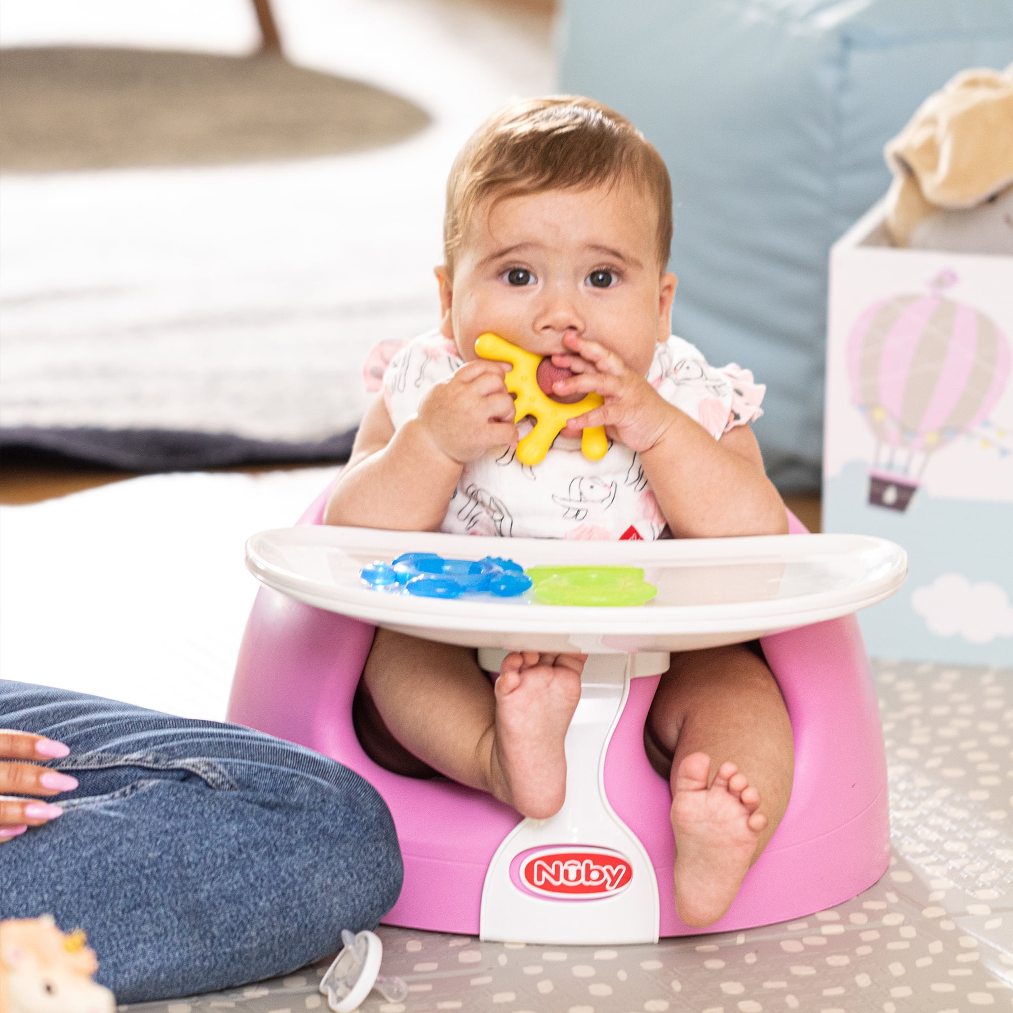 Nuby My Baby Seat, Foam Booster Seat with 3-Point Harness, Pink