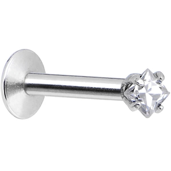 Luxe Modz 16G Clear 2MM & 3MM CZ Square Gem Internally Threaded Labret Monroe Tragus Piercings Jewelry for Women Men
