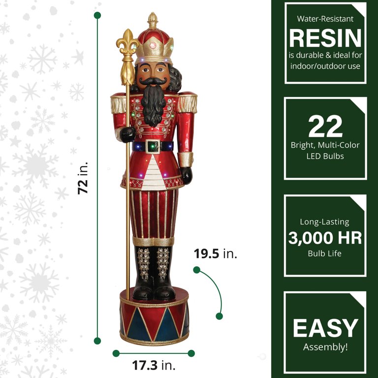 Fraser Hill Farm Life-Size Christmas Decor, 6-ft. Pre-Lit Multi Color African American Nutcracker - Walmart.com fraser-hill-farm-life-size-christmas-decor-6-ft-pre-lit-multi-color-african-american-nutcracker-walmart-com
