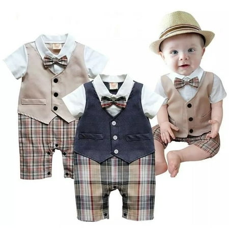 Boys Newborn Infant Baby Kids Romper Gentleman Bodysuit Outfit Clothing ...